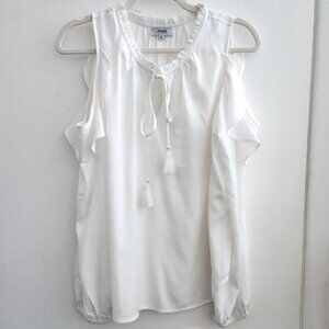 NWOT Kensie White Long Sleeve, Exposed Shoulder Blouse, Med